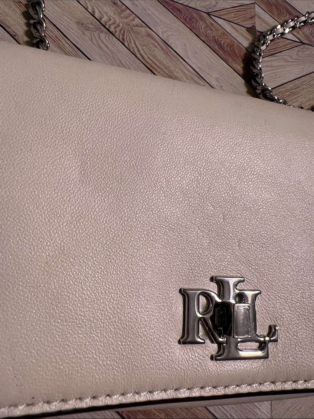 Ralph Lauren mini Neutral Cream Leather Chain Shoulder crossbody Bag - Picture 3 of 7